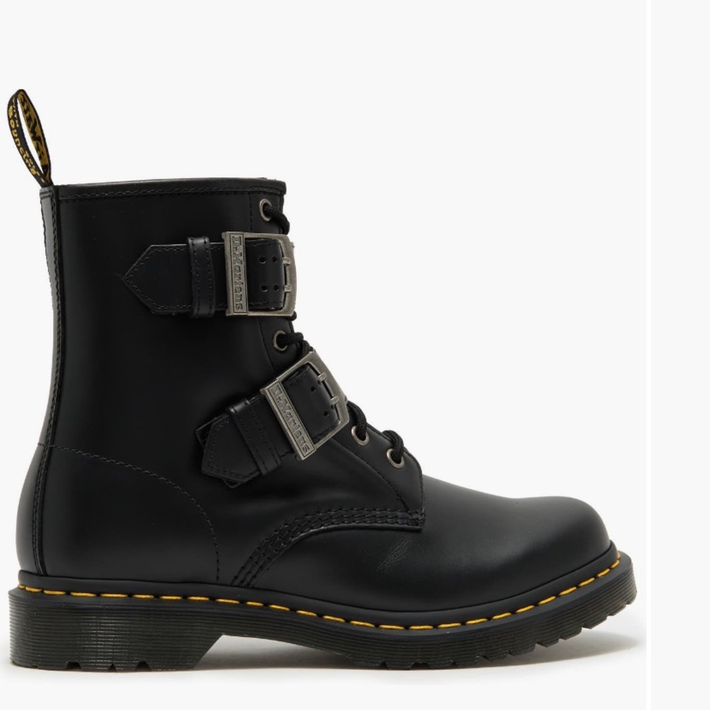 Dr. Martens 1460 Double Strap Black Leather Boots - Picture 6 of 11
